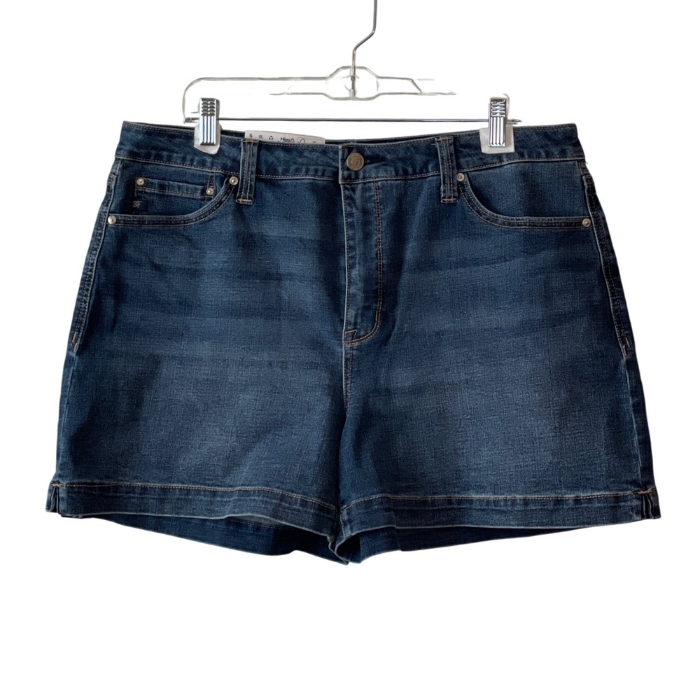 Seven7 High Rise Weekend Short Women's 16 Canyon Blue Clean Hem Plus Size New - Picture 1 of 13